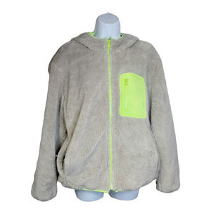 Nordstrom BP Jacket Womens Medium Beige Green Faux Shearling Neoncore NWT